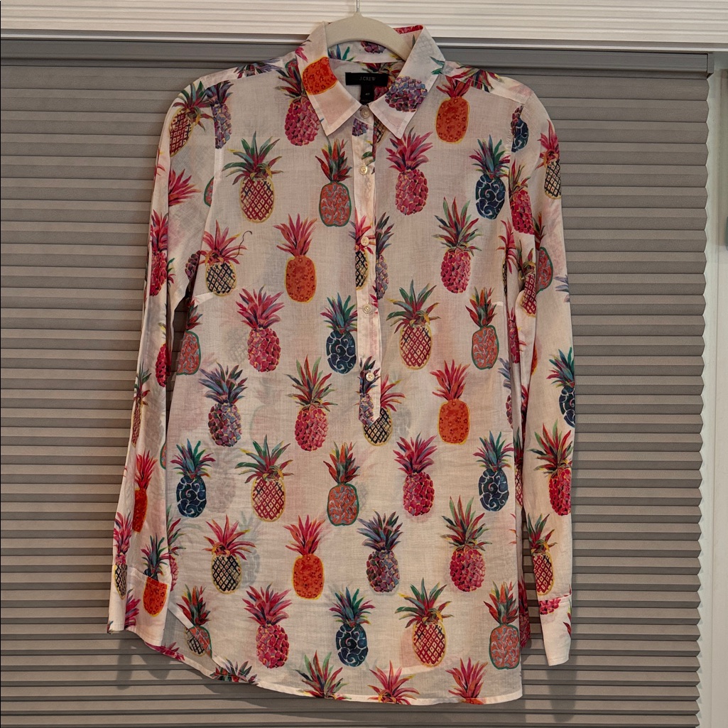 J. Crew Colorful Pineapple Print Women's Shirt